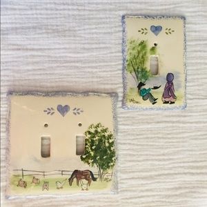 Vintage Ceramic Hand Painted Switch Covers